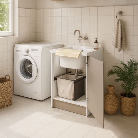 Lavatoio con cesto portabiancheria 65x55x89h cm corda Active Wash Colavene -2