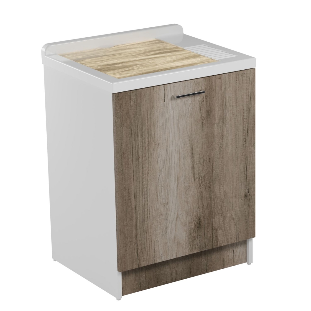 Lavatoio con cesto portabiancheria 65x55x89h cm rovere primitivo Active Wash Colavene -3