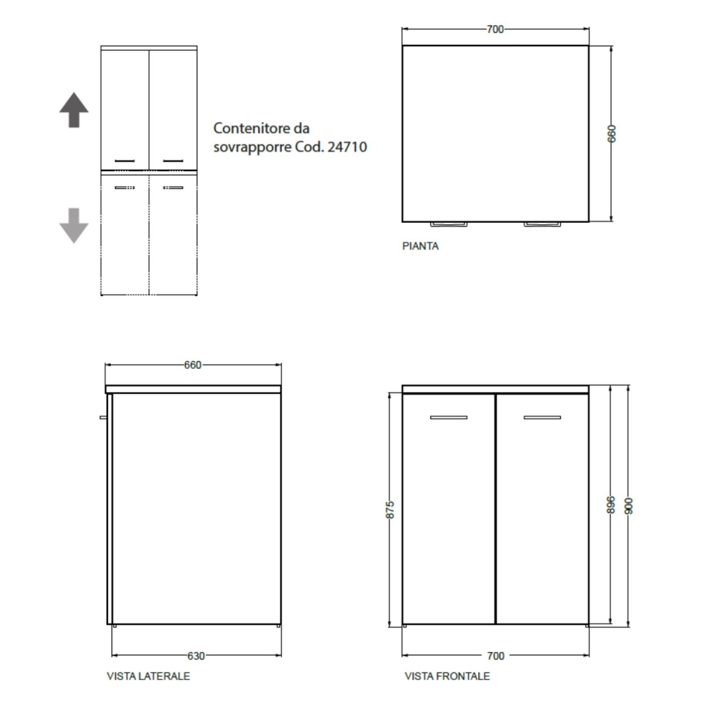 Mobile coprilavatrice/asciugatrice 70x66xh90 UP bianco opaco Colavene -2