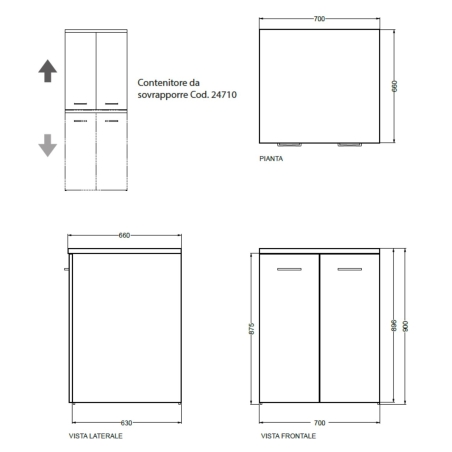 Mobile coprilavatrice/asciugatrice 70x66xh90 UP bianco opaco Colavene -2