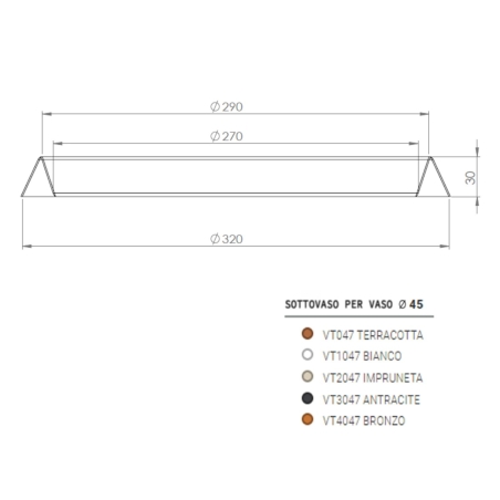 Sottovaso rotondo per vasi Monacis 45 Rome diametro 270 mm -8