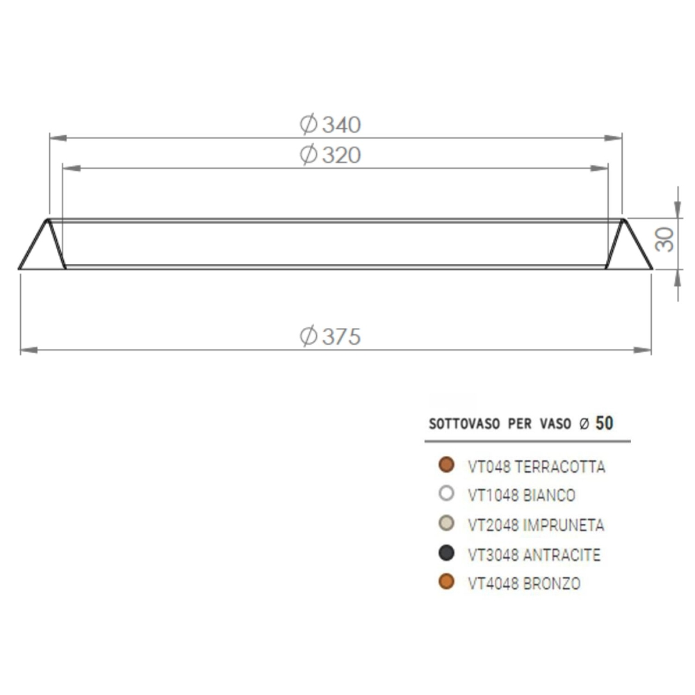 Sottovaso rotondo per vasi Monacis 55 Rome diametro 333 mm -8