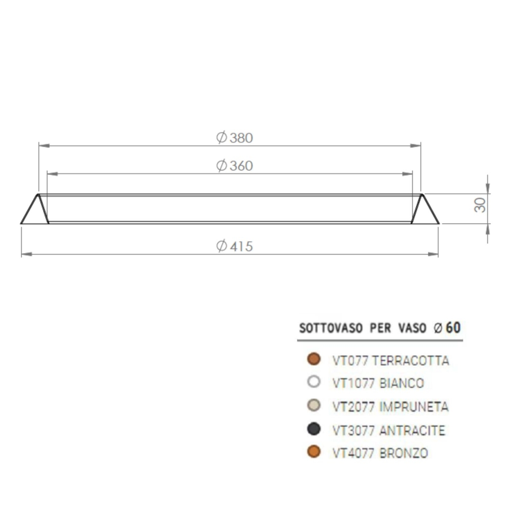 Sottovaso rotondo per vasi Monacis 60 Rome diametro 360 mm -9