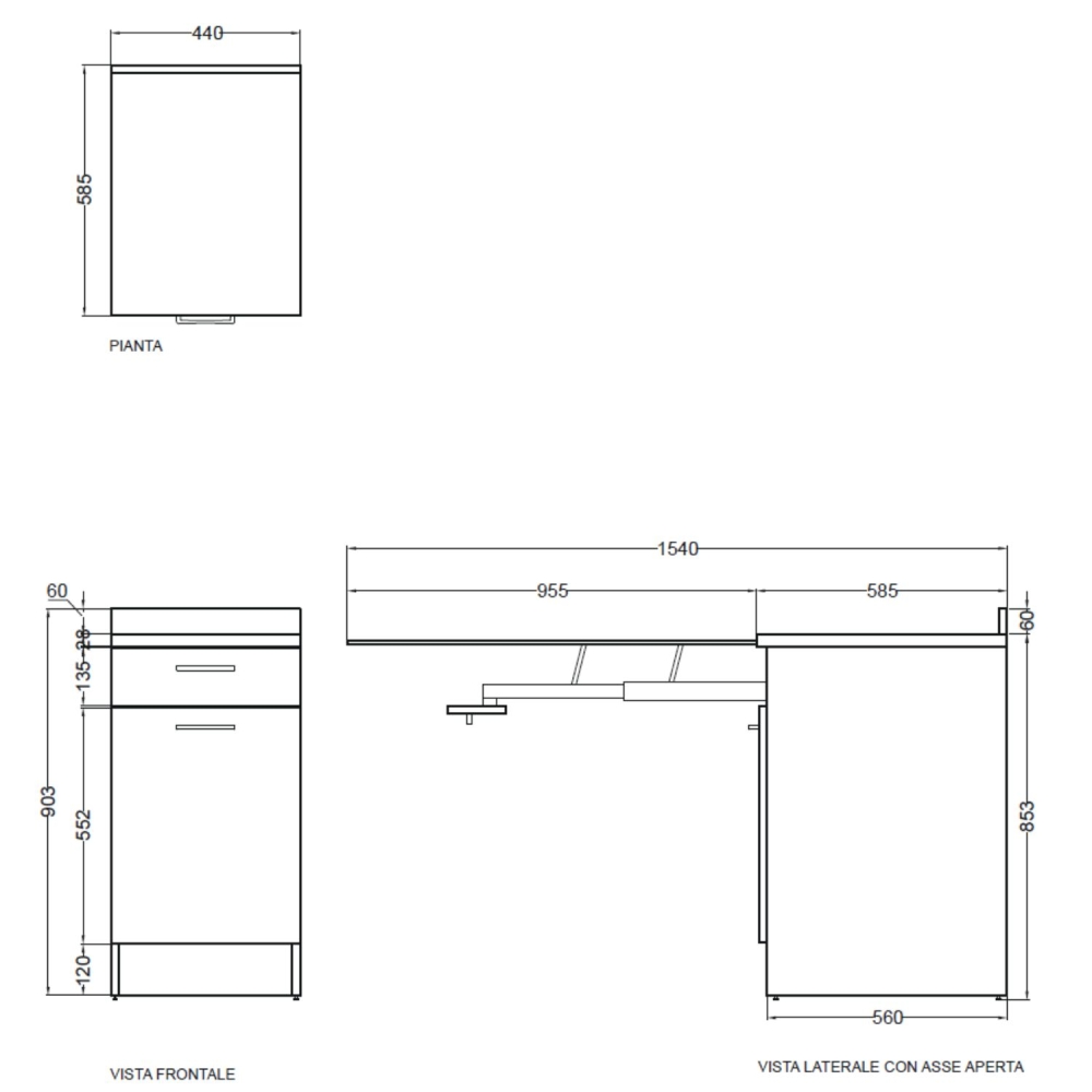 copy of Mobile lavanderia 45x60X86h rovere primitivo con asse da stiro Colavene -3