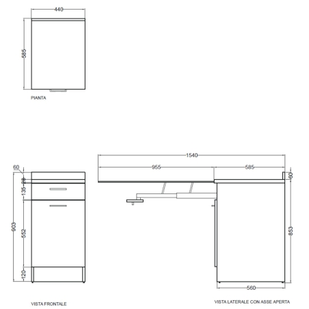 copy of Mobile lavanderia 45x60X86h rovere primitivo con asse da stiro Colavene -3