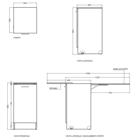 Mobile movibile con asse da stiro estraibile 45x50x90h verde matt Colavene -3