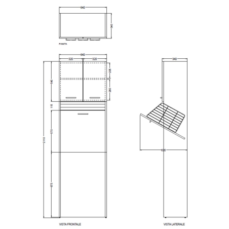 Mobile colonna 64x34xh210 vano lavatrice Brava1 Colavene -4