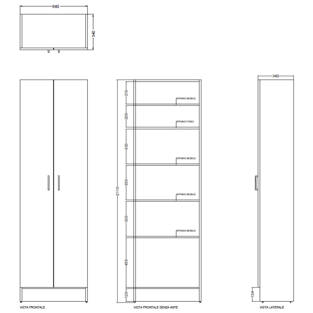Mobile colonna 64x34xh210 con ripiani Brava10 corda Colavene -4