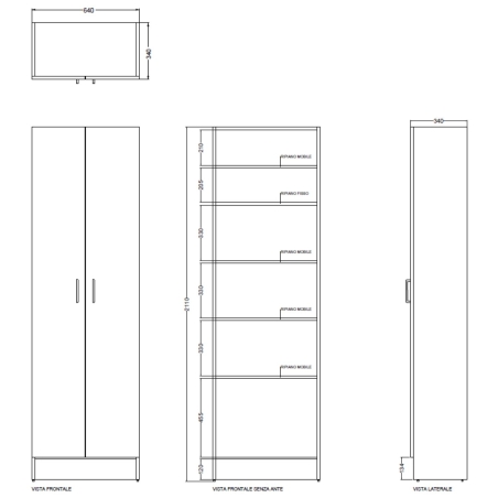 Mobile colonna 64x34xh210 con ripiani Brava10 rovere primitivo Colavene -3