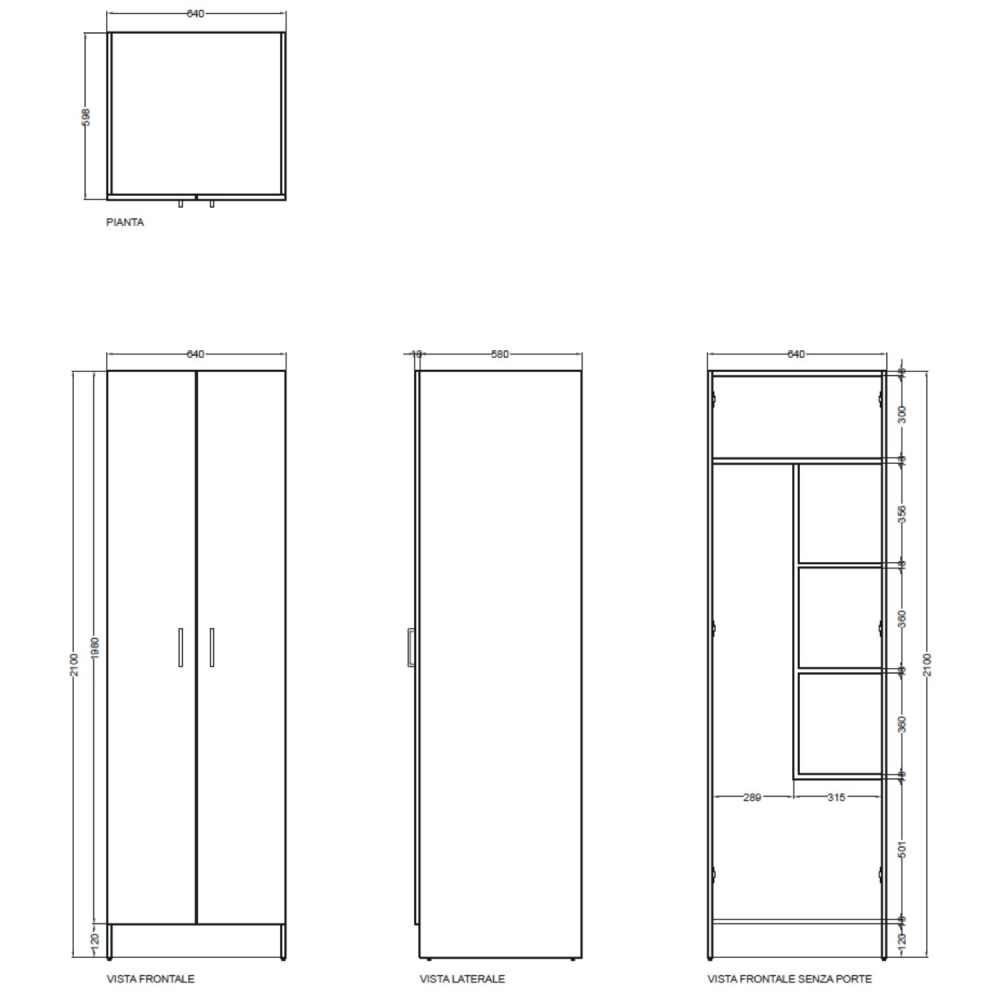 copy of Mobile colonna 64x34xh210 con ripiani Brava10 corda Colavene -3