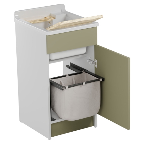 Lavatoio Colavene 45x50cm Jollywash con cesto portabiancheria verde -1