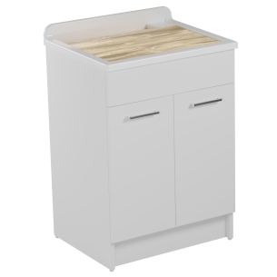 Lavatoio Colavene 60x50cm Jollywash con cesto portabiancheria bianco opaco -1