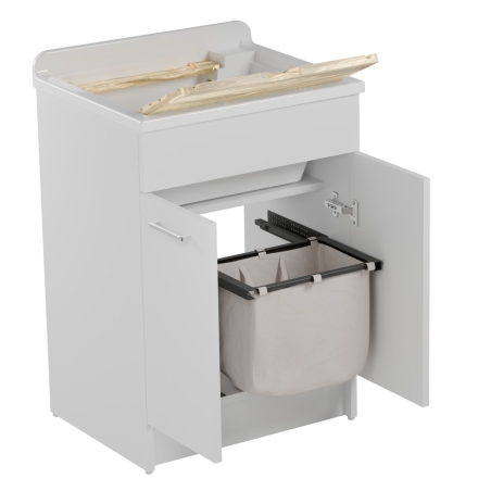 Lavatoio Colavene 60x50cm Jollywash con cesto portabiancheria bianco opaco -2
