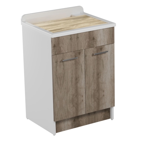 Lavatoio Colavene 60x50cm Jollywash con cesto portabiancheria rovere primitivo -1