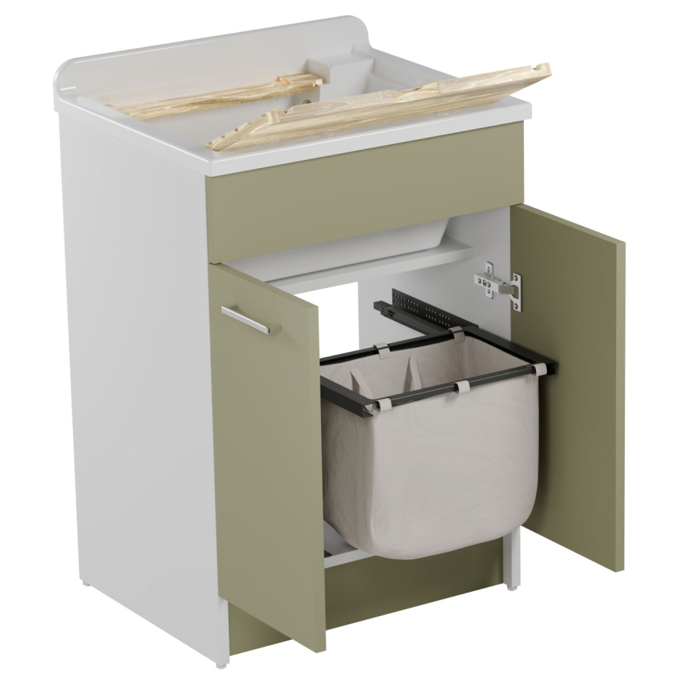 Lavatoio Colavene 60x60cm Jollywash con cesto portabiancheria verde -3