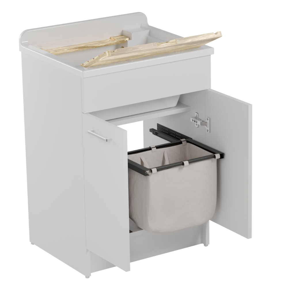 Lavatoio Colavene 60x60cm Jollywash con cesto portabiancheria bianco opaco -2