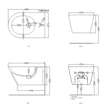 Sanitari sospesi 54x37 cm Cielo Ceramica - Collezione Mare -5