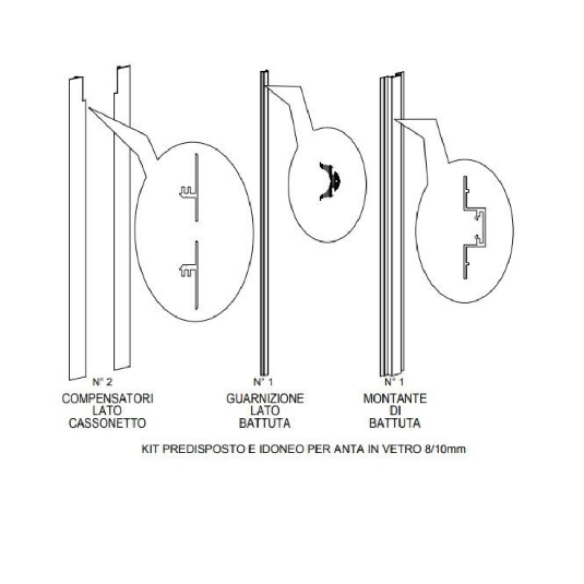 copy of Kit compensatori anta in vetro scorrevole Essential Scrigno -3