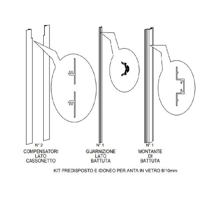 Kit compensatori anta in vetro h270 cm scorrevole Essential Scrigno -3