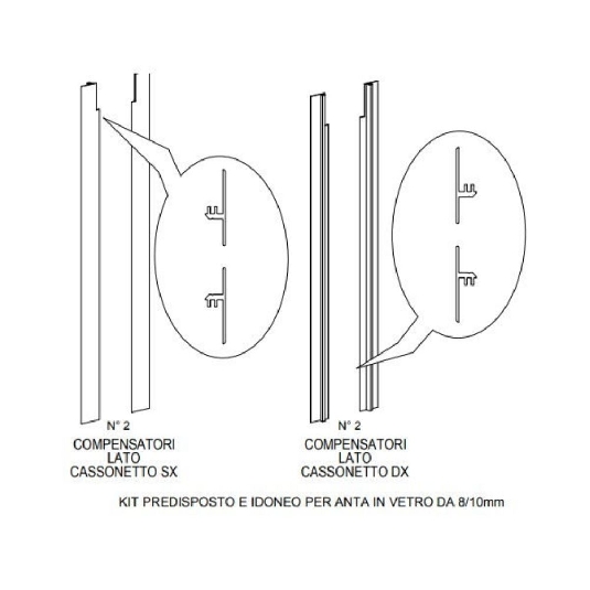 copy of Kit compensatori anta in vetro scorrevole Essential Scrigno -2