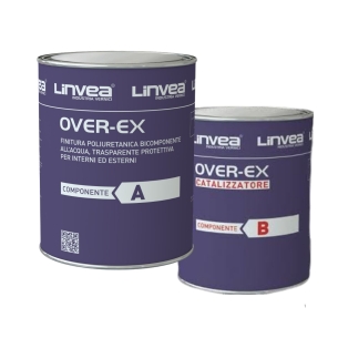 Finitura poliuretanica bicomponente all’acqua trasparente protettiva OVER-EX LINVEA -1