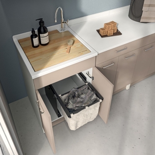 Lavatoio Colavene 60x50cm Jollywash con cesto portabiancheria corda -1