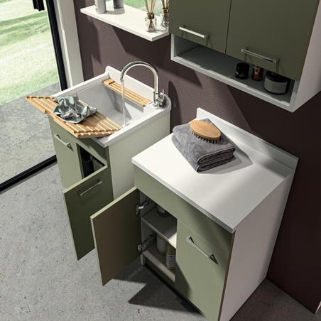 Lavatoio Colavene 60x60cm Jollywash con cesto portabiancheria verde -1