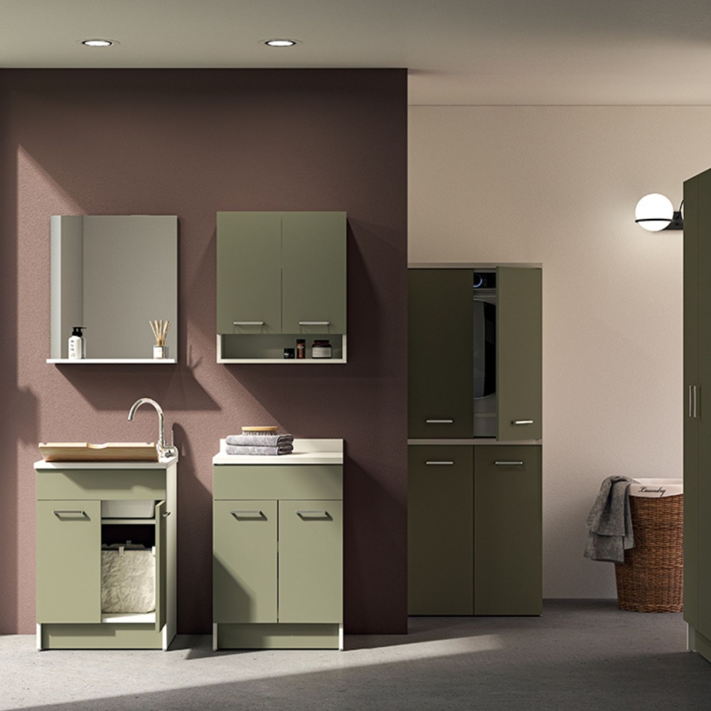 Lavatoio Colavene 60x60cm Jollywash con cesto portabiancheria verde -6