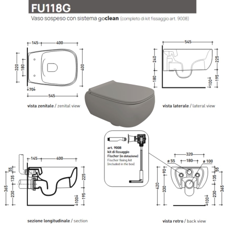 Sanitari sospesi 54x40 cm FLUO FLAMINIA color Cenere -3