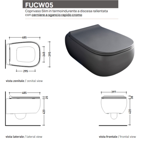Sanitari sospesi 54x40 cm FLUO FLAMINIA color Cenere -4