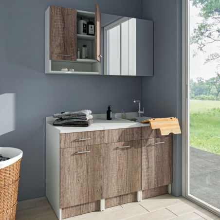 Lavatoio Colavene 45x50cm Jollywash con cesto portabiancheria rovere primitivo -6