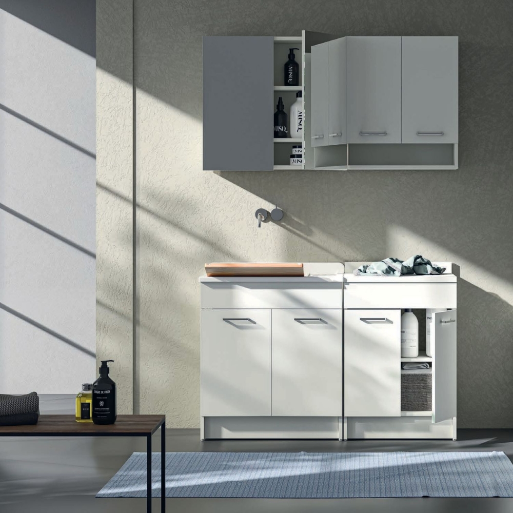 Lavatoio Colavene 45x60cm Jollywash con cesto portabiancheria bianco opaco -2