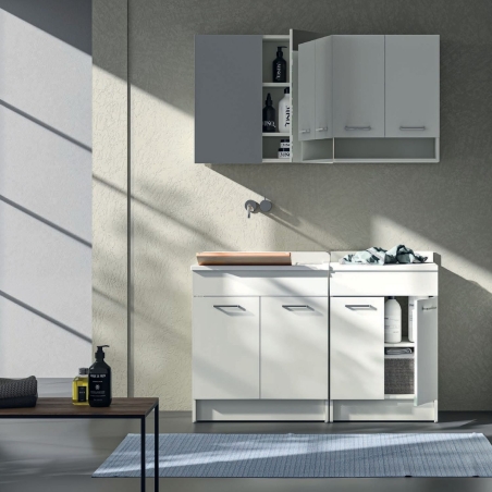 Lavatoio Colavene 45x60cm Jollywash con cesto portabiancheria bianco opaco -2