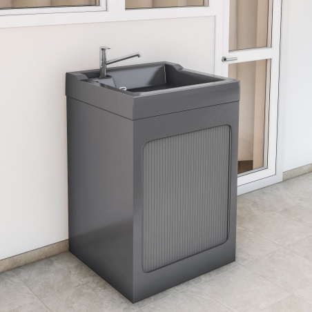 Lavatoio con coprilavatrice 73x67x109h cm con vasca Lavacril ON Colavene grigioCOLAVENE