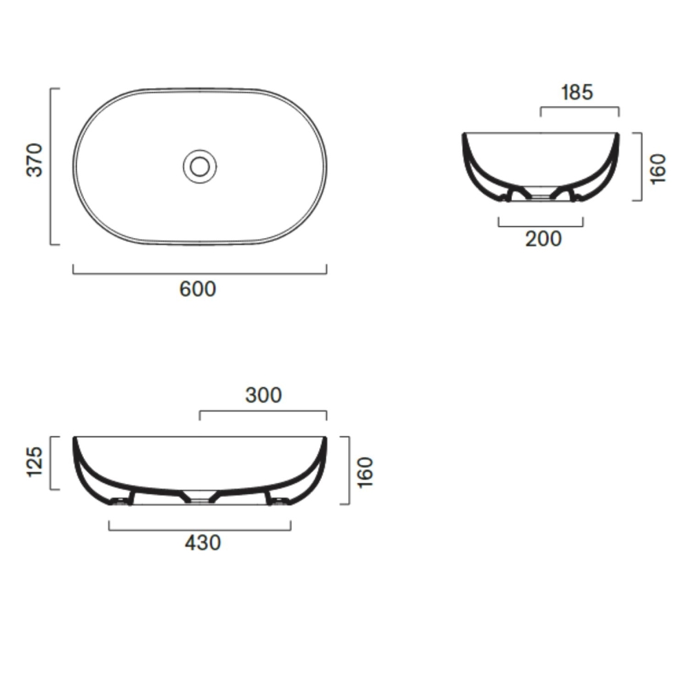 Lavabo 60x37 h16 cm Catalano Sfera 60 -2