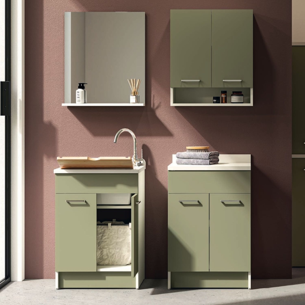 Lavatoio Colavene 50x45cm Jollywash con cesto portabiancheria verde -3