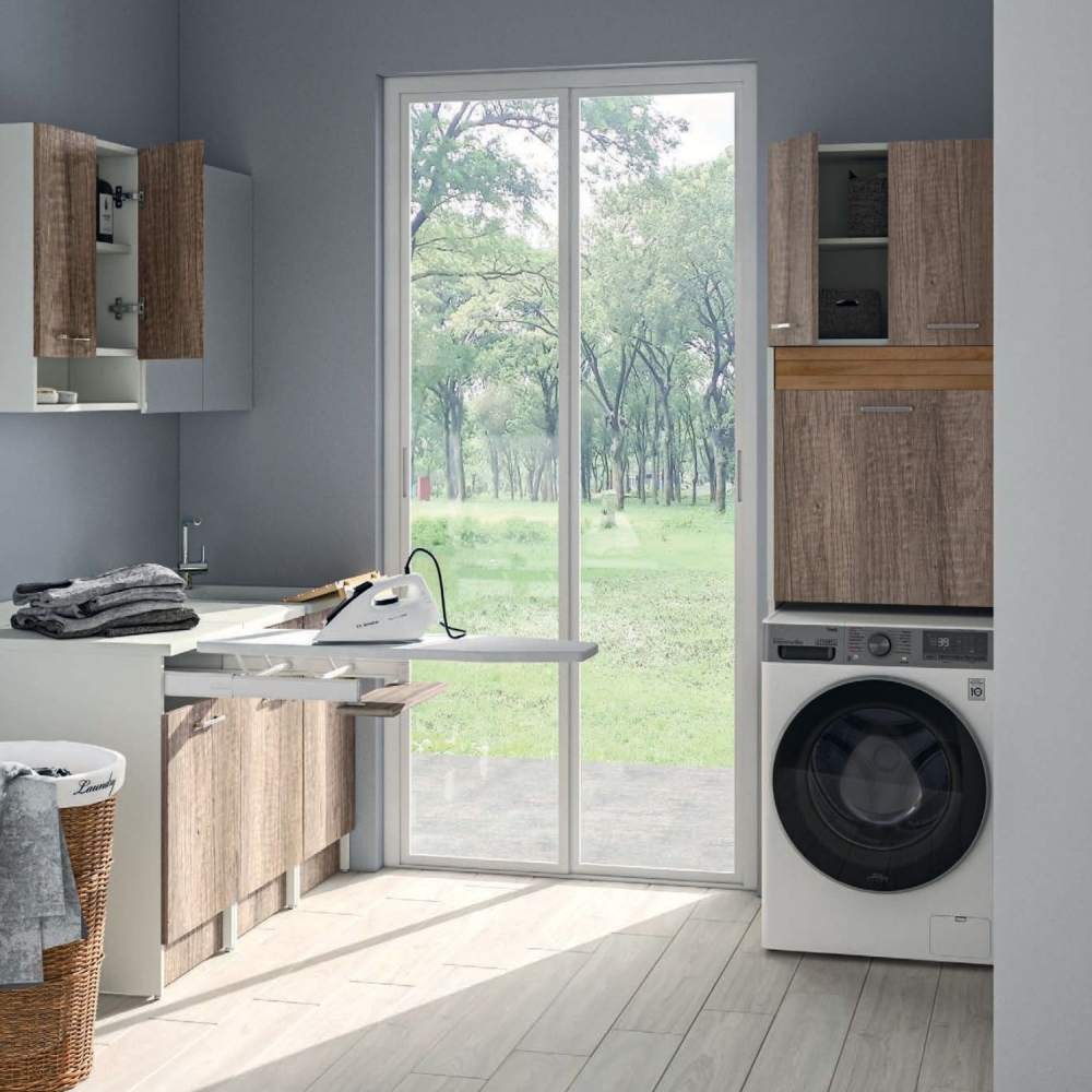 Lavatoio Colavene 50x45cm Jollywash con cesto portabiancheria rovere primitivo -3