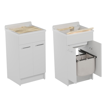 Lavatoio Colavene 50x50cm Jollywash con cesto portabiancheria bianco opaco -1