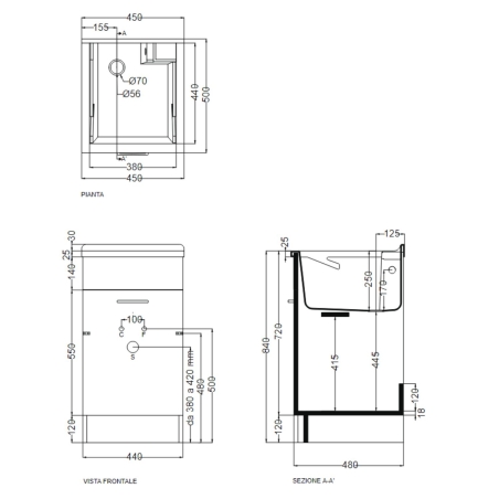 Mobile con lavatoio 45x50x86h cm Swash Colavene Rovere primitivo -3