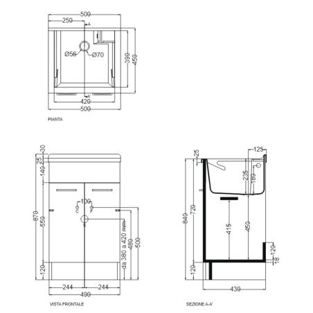 Mobile con lavatoio 50x45x86h cm Swash Colavene verde -2