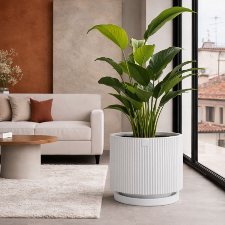 Vaso da giardino Bianco Monacis Vertigo in polietilene -1