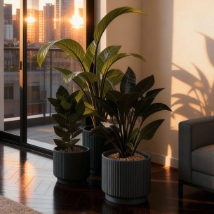 Vaso da giardino Antracite Monacis Vertigo in polietilene -1