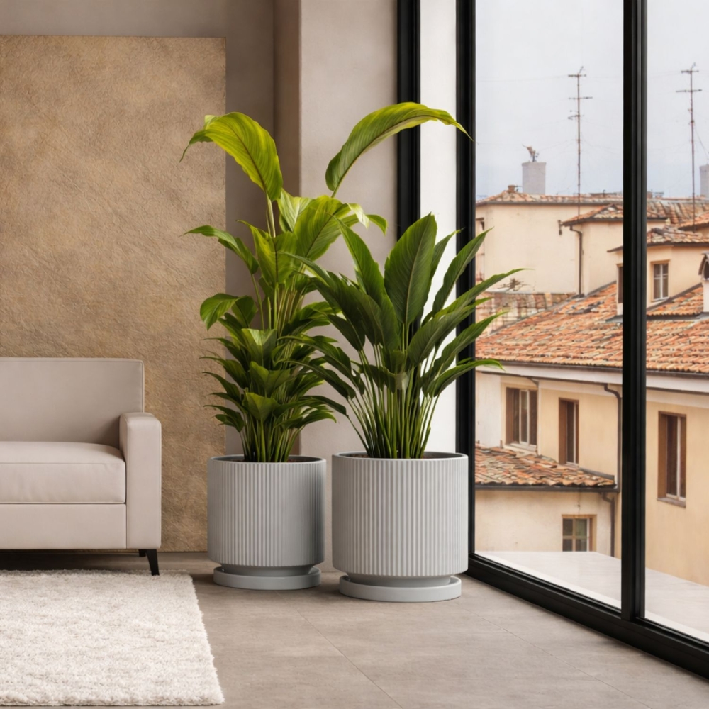 Vaso da giardino Grigio Perla Monacis Vertigo in polietilene -3