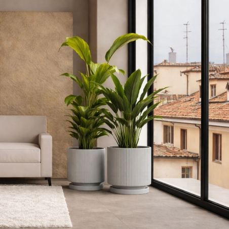 Vaso da giardino Grigio Perla Monacis Vertigo in polietilene -3