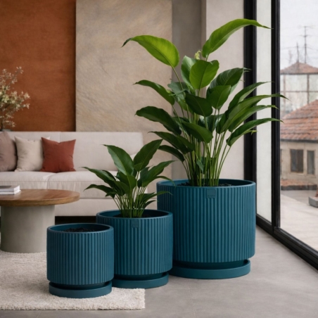 Vaso da giardino Blu Petrolio Monacis Vertigo in polietilene -2