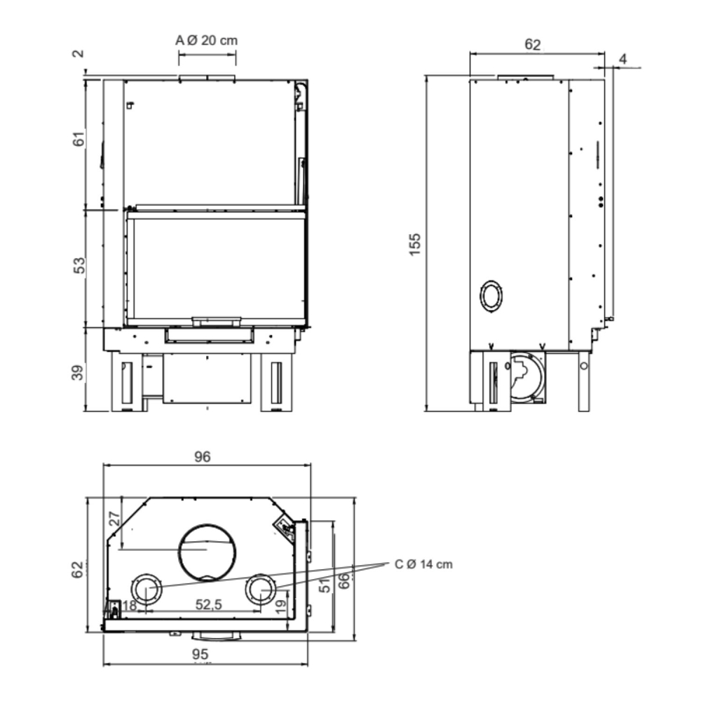 Caminetto angolare lato d'appoggio destro convenzione naturale EK63 818350 EDILKAMIN -2