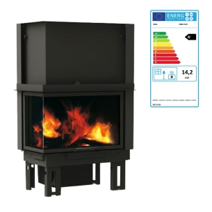 Caminetto angolare lato destro vetrato convenzione naturale EK63 818350 EDILKAMIN -1