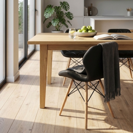 Sedia moderna nera con gambe in legno rivestita in PU - AnnapolisEDENYA