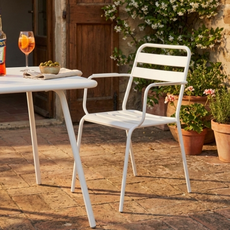 Sedia impilabile in metallo da giardino bianca BristolEDENYA
