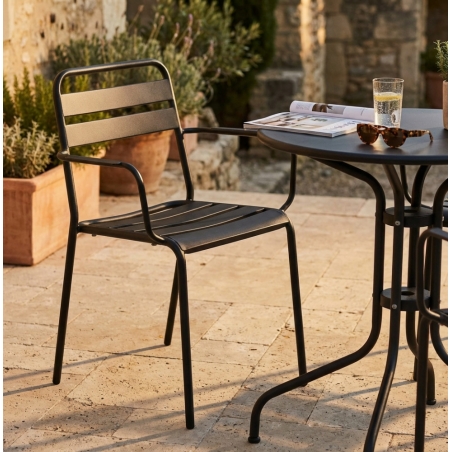 Sedia da giardino impilabile in metallo grigio BristolEDENYA